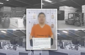 菲邦板牙省查获走私木板仓库，一中国男子落网