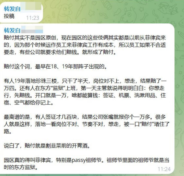 赔付其实不是园区原创，现在园区的这些伎俩其实都是以前从菲律宾来的